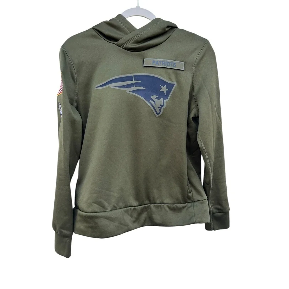 Nike New England Patriots Salute To Service Hoodie Youth Medium Army Green NFL